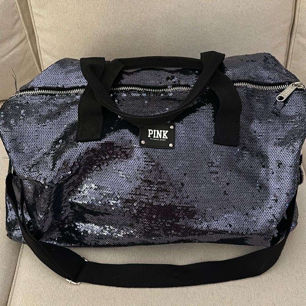 Pink by Victoria’s Secret NWOT Grey Sequin Duffle Bag